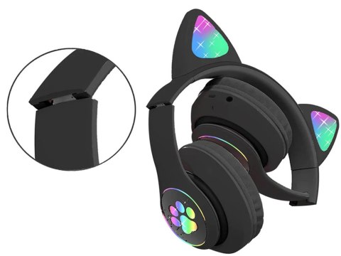 Słuchawki bezprzewodowe bluetooth radio fm mp3 kocie uszy podświetlenie led Słuchawki bezprzewodowe bluetooth radio fm mp3 kocie uszy podświetlenie led