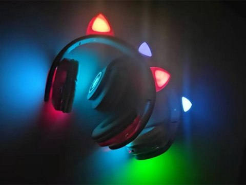 Słuchawki bezprzewodowe bluetooth radio fm mp3 kocie uszy podświetlenie led Słuchawki bezprzewodowe bluetooth radio fm mp3 kocie uszy podświetlenie led
