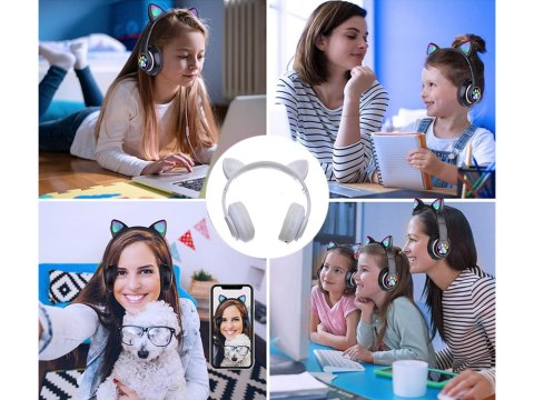 Słuchawki bezprzewodowe bluetooth radio fm mp3 kocie uszy podświetlenie led Słuchawki bezprzewodowe bluetooth radio fm mp3 kocie uszy podświetlenie led