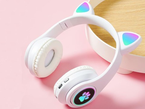 Słuchawki bezprzewodowe bluetooth radio fm mp3 kocie uszy podświetlenie led Słuchawki bezprzewodowe bluetooth radio fm mp3 kocie uszy podświetlenie led