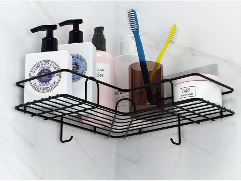 Półka łazienkowa do łazenki pod prysznic narożna loft wisząca 2x haczyk Półka łazienkowa do łazenki pod prysznic narożna loft wisząca 2x haczyk