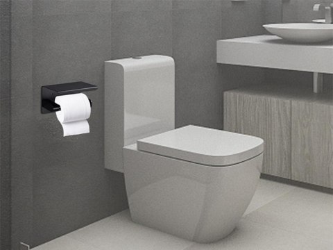 Uchwyt wieszak na papier toaletowy z półką na telefon czarny loft wc stal Uchwyt wieszak na papier toaletowy z półką na telefon czarny loft wc stal