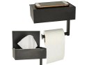 Uchwyt wieszak na papier toaletowy pojemnik z półką na telefon loft wc stal