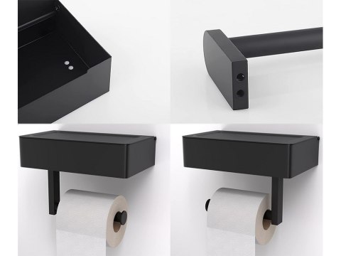 Uchwyt wieszak na papier toaletowy pojemnik z półką na telefon loft wc stal Uchwyt wieszak na papier toaletowy pojemnik z półką na telefon loft wc stal