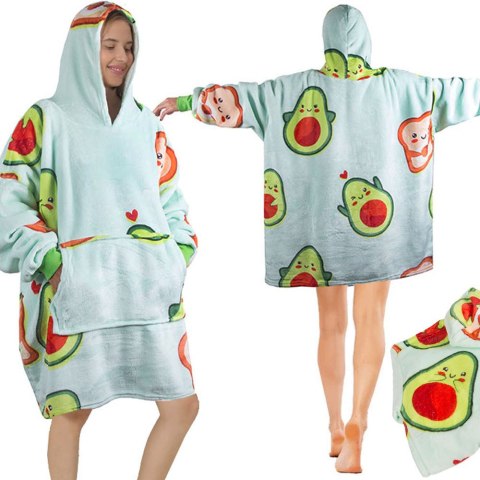 Ciepła bluza awokado koc oversize xxl 2w1 gruba futrzak miękka z kapturem Ciepła bluza awokado koc oversize xxl 2w1 gruba futrzak miękka z kapturem