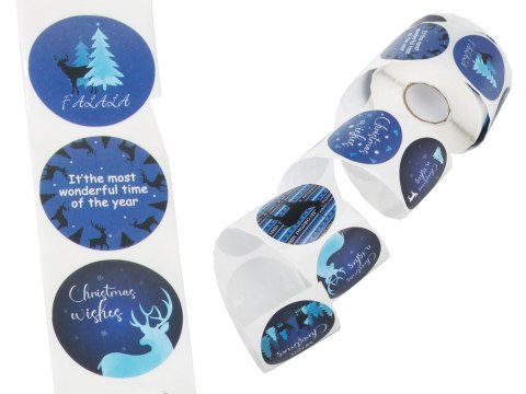 Naklejki ozdobne świąteczne kolorowe na rolce 500 sztuk merry christmas Naklejki ozdobne świąteczne kolorowe na rolce 500 sztuk merry christmas