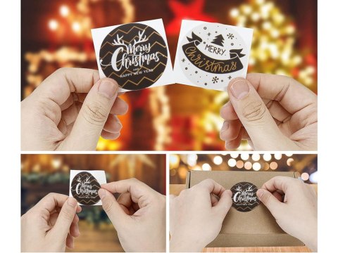 Naklejki ozdobne świąteczne kolorowe na rolce 500 sztuk merry christmas Naklejki ozdobne świąteczne kolorowe na rolce 500 sztuk merry christmas