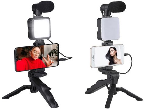 Zestaw do vlogowania statyw mikrofon do telefonu uchwyt nagrywanie filmów Zestaw do vlogowania statyw mikrofon do telefonu uchwyt nagrywanie filmów