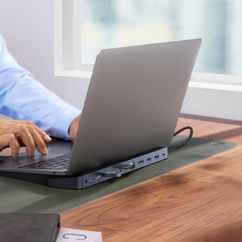 12W1 HUB PODSTAWKA POD NOTEBOOKA USB-C USB-A DP HDMI SD TF RJ45 3.5MM JACK PD 100W SZARY 12W1 HUB PODSTAWKA POD NOTEBOOKA USB-C USB-A DP HDMI SD TF RJ45 3.5MM JACK PD 100W SZARY