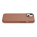 ETUI Z NATURALNEJ SKÓRY DO IPHONE 14 MAGSAFE CASE LEATHER POKROWIEC JASNY BRĄZ