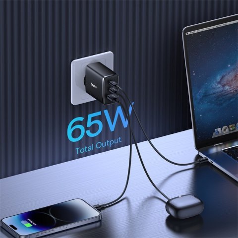 ŁADOWARKA SIECIOWA GAN CUBE PRO 65W 2X USB-C USB-A CZARNA ŁADOWARKA SIECIOWA GAN CUBE PRO 65W 2X USB-C USB-A CZARNA