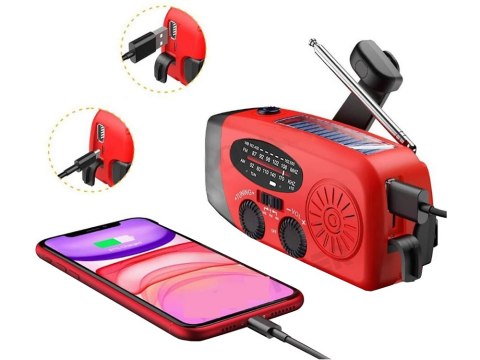 Radio latarka akumulatorowe solarne dynamo na korbkę powerbank usb awaryjne Radio latarka akumulatorowe solarne dynamo na korbkę powerbank usb awaryjne