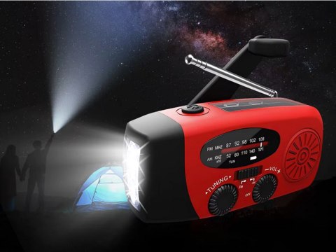 Radio latarka akumulatorowe solarne dynamo na korbkę powerbank usb awaryjne Radio latarka akumulatorowe solarne dynamo na korbkę powerbank usb awaryjne