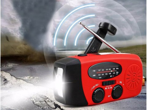 Radio latarka akumulatorowe solarne dynamo na korbkę powerbank usb awaryjne Radio latarka akumulatorowe solarne dynamo na korbkę powerbank usb awaryjne