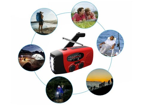 Radio latarka akumulatorowe solarne dynamo na korbkę powerbank usb awaryjne Radio latarka akumulatorowe solarne dynamo na korbkę powerbank usb awaryjne