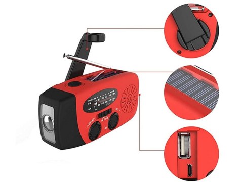 Radio latarka akumulatorowe solarne dynamo na korbkę powerbank usb awaryjne Radio latarka akumulatorowe solarne dynamo na korbkę powerbank usb awaryjne