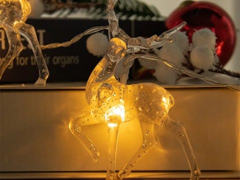 Lampki girlanda boże narodzenie renifery 10 szt led z brokatem na choinkę Lampki girlanda boże narodzenie renifery 10 szt led z brokatem na choinkę