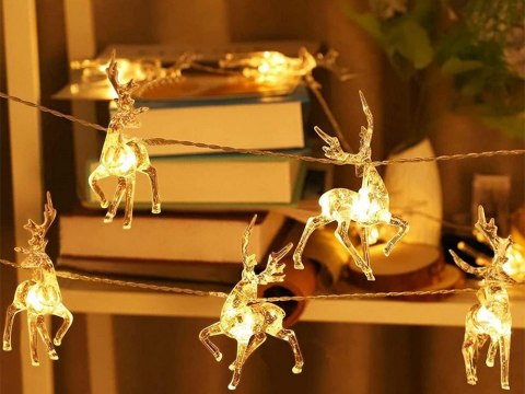 Lampki girlanda boże narodzenie renifery 10 szt led z brokatem na choinkę Lampki girlanda boże narodzenie renifery 10 szt led z brokatem na choinkę