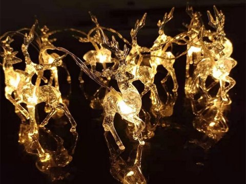 Lampki girlanda boże narodzenie renifery 10 szt led z brokatem na choinkę Lampki girlanda boże narodzenie renifery 10 szt led z brokatem na choinkę