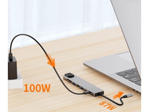 Hub adapter 8w1 przejściówka 2x usb-c thunderbolt 3 2xusb hdmi sd rj45 Hub adapter 8w1 przejściówka 2x usb-c thunderbolt 3 2xusb hdmi sd rj45