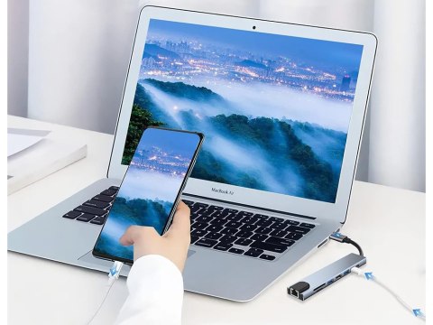 Hub adapter 8w1 przejściówka 2x usb-c thunderbolt 3 2xusb hdmi sd rj45 Hub adapter 8w1 przejściówka 2x usb-c thunderbolt 3 2xusb hdmi sd rj45