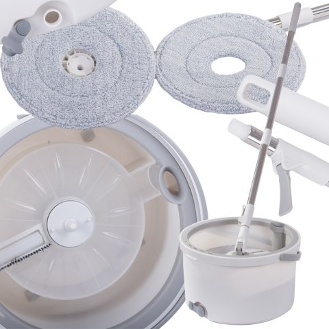 Mop obrotowy rotacyjny 360 spin wiadro zestaw 2x nakładki mikrofibra