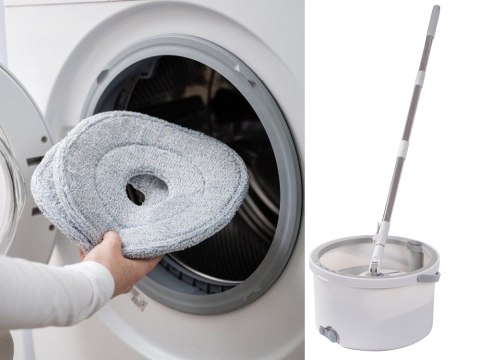 Mop obrotowy rotacyjny 360 spin wiadro zestaw 2x nakładki mikrofibra Mop obrotowy rotacyjny 360 spin wiadro zestaw 2x nakładki mikrofibra