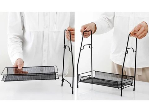 Półka kuchenna organizer kuchenny stojący dwupoziomowy loft na przyprawy Półka kuchenna organizer kuchenny stojący dwupoziomowy loft na przyprawy