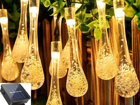 Lampki światełka solarne ogrodowe girlanda sople na taras balkon 50 led Lampki światełka solarne ogrodowe girlanda sople na taras balkon 50 led