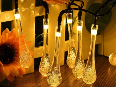 Lampki światełka solarne ogrodowe girlanda sople na taras balkon 50 led Lampki światełka solarne ogrodowe girlanda sople na taras balkon 50 led