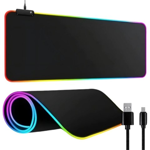 Podkładka gamingowa podświetlana rgb xxl 90x40 pod myszkę klawiaturę usb Podkładka gamingowa podświetlana rgb xxl 90x40 pod myszkę klawiaturę usb