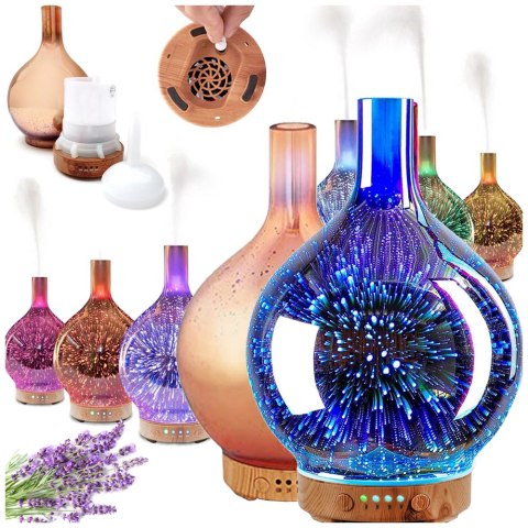 Nawilżacz powietrza aromaterapia dyfuzor zapachowy lampka nocna rgb 3d