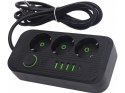 Przedłużacz listwa zasilająca sieciowa 3 gniazda 250v 2m 4x usb 1x ucb-c