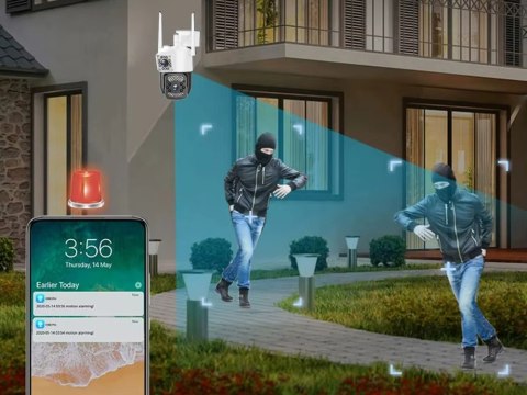 Kamera z dwoma obiektywami wifi zewnętrzna obrotowa detektor ruchu ip 4g Kamera z dwoma obiektywami wifi zewnętrzna obrotowa detektor ruchu ip 4g