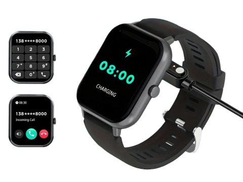 Smartwatch zegarek damski męski gumowy pasek sport bluetooth rozmowy czarny Smartwatch zegarek damski męski gumowy pasek sport bluetooth rozmowy czarny