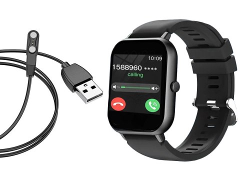 Smartwatch zegarek damski męski gumowy pasek sport bluetooth rozmowy czarny Smartwatch zegarek damski męski gumowy pasek sport bluetooth rozmowy czarny