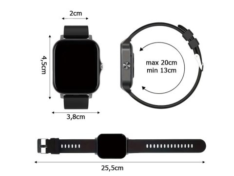 Smartwatch zegarek damski męski gumowy pasek sport bluetooth rozmowy czarny Smartwatch zegarek damski męski gumowy pasek sport bluetooth rozmowy czarny