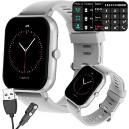Smartwatch zegarek damski męski gumowy pasek sport bluetooth rozmowy szary