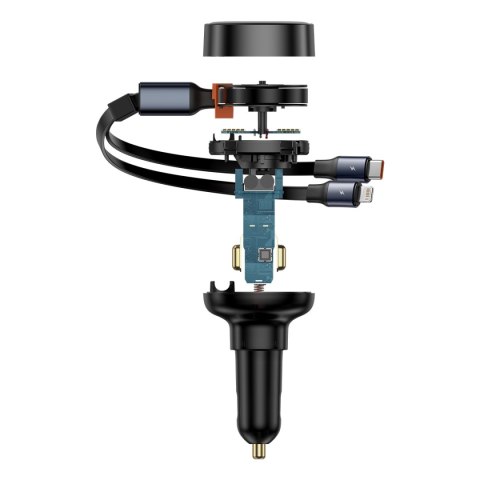 ŁADOWARKA SAMOCHODOWA Z USB-A I ZE ZWIJANYM KABLEM USB-C IPHONE 60W CZARNY ŁADOWARKA SAMOCHODOWA Z USB-A I ZE ZWIJANYM KABLEM USB-C IPHONE 60W CZARNY