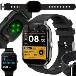Smartwatch zegarek damski męski gumowy pasek sport bluetooth rozmowy czarny