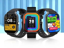 Smartwatch zegarek damski męski gumowy pasek sport bluetooth rozmowy czarny