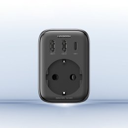 2W1 ŁADOWARKA SIECIOWA ADAPTER EU AC 13A 2X USB USB-C 30W WTYCZKA EU CZARNA