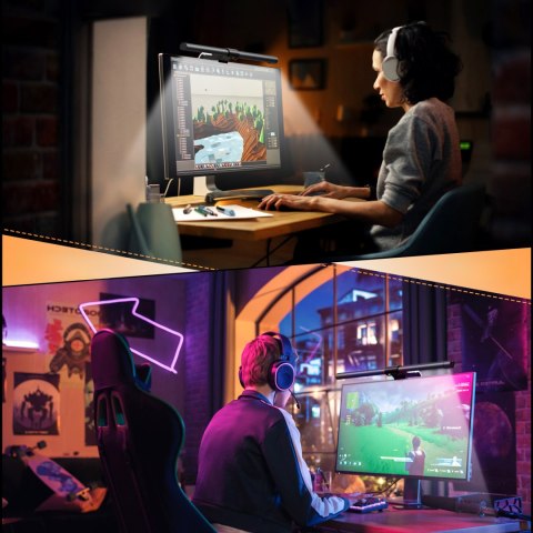 LAMPKA LED NA EKRAN MONITOR KOMPUTERA Z PODŚWIETLENIEM TYLNYM 2700K-6500K SZARA LAMPKA LED NA EKRAN MONITOR KOMPUTERA Z PODŚWIETLENIEM TYLNYM 2700K-6500K SZARA