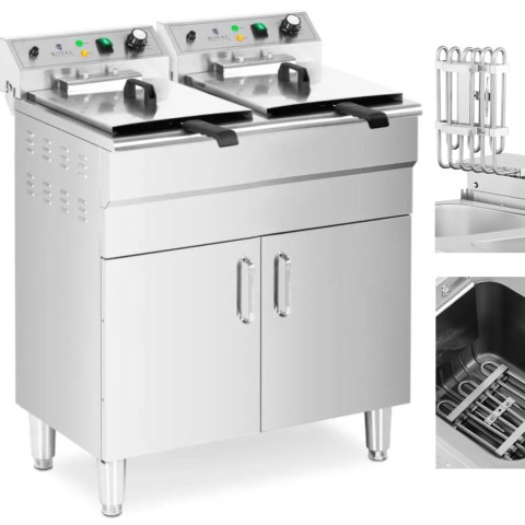 FRYTOWNICA ELEKTRYCZNA PODWÓJNA WOLNOSTOJĄCA Z SZAFKĄ 400 V 10000 W 26 L FRYTOWNICA ELEKTRYCZNA PODWÓJNA WOLNOSTOJĄCA Z SZAFKĄ 400 V 10000 W 26 L