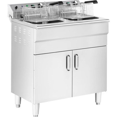 FRYTOWNICA ELEKTRYCZNA PODWÓJNA WOLNOSTOJĄCA Z SZAFKĄ 400 V 10000 W 26 L FRYTOWNICA ELEKTRYCZNA PODWÓJNA WOLNOSTOJĄCA Z SZAFKĄ 400 V 10000 W 26 L