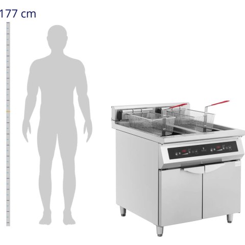 FRYTOWNICA INDUKCYJNA PODWÓJNA Z SZAFKĄ 2 X 30 L 60-190 C 380 V 20000 W FRYTOWNICA INDUKCYJNA PODWÓJNA Z SZAFKĄ 2 X 30 L 60-190 C 380 V 20000 W