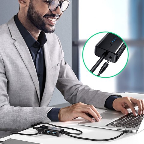 HUB ADAPTER SIECIOWY USB-A - RJ45 1000 MBPS / 3X USB 3.0 CZARNY HUB ADAPTER SIECIOWY USB-A - RJ45 1000 MBPS / 3X USB 3.0 CZARNY