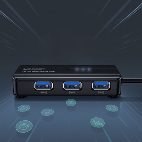 HUB ADAPTER SIECIOWY USB-A - RJ45 1000 MBPS / 3X USB 3.0 CZARNY HUB ADAPTER SIECIOWY USB-A - RJ45 1000 MBPS / 3X USB 3.0 CZARNY
