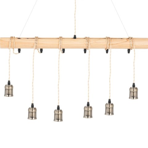 LAMPA SUFITOWA WISZĄCA LOFT 6 PUNKTOWA E27 - DREWNIANA BELKA LAMPA SUFITOWA WISZĄCA LOFT 6 PUNKTOWA E27 - DREWNIANA BELKA