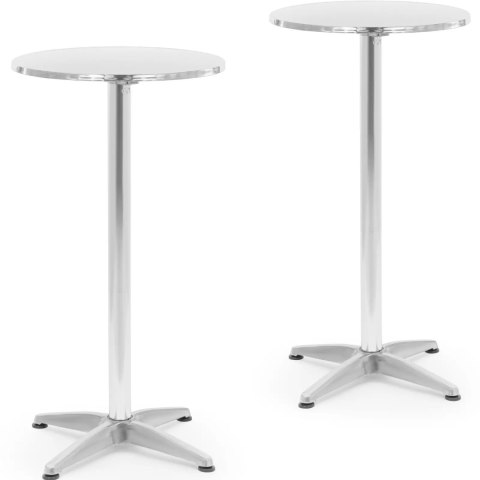 STÓŁ STOLIK BAROWY OKRĄGŁY WYSOKI SKŁADANY ŚR. 60 CM 115 CM SREBRNY - 2 SZT. STÓŁ STOLIK BAROWY OKRĄGŁY WYSOKI SKŁADANY ŚR. 60 CM 115 CM SREBRNY - 2 SZT.